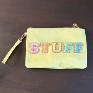 Stoney Clover Lane Yellow Cosmetic Pouch with Multicolor Embroidery